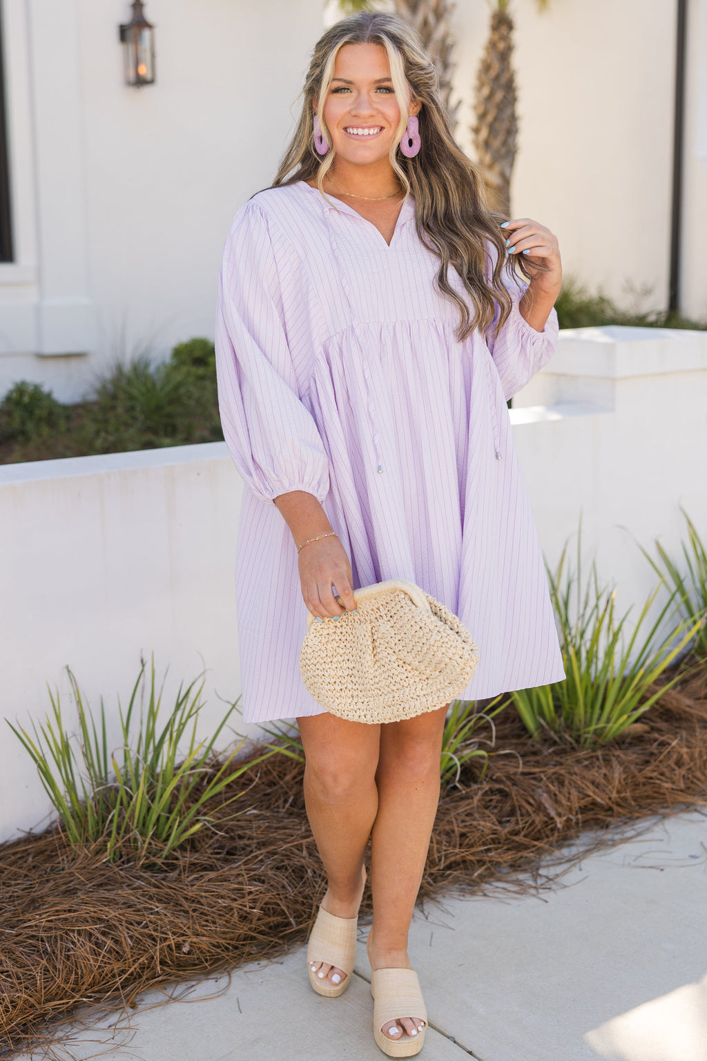 Walking On Air Dress, Purple Stripe