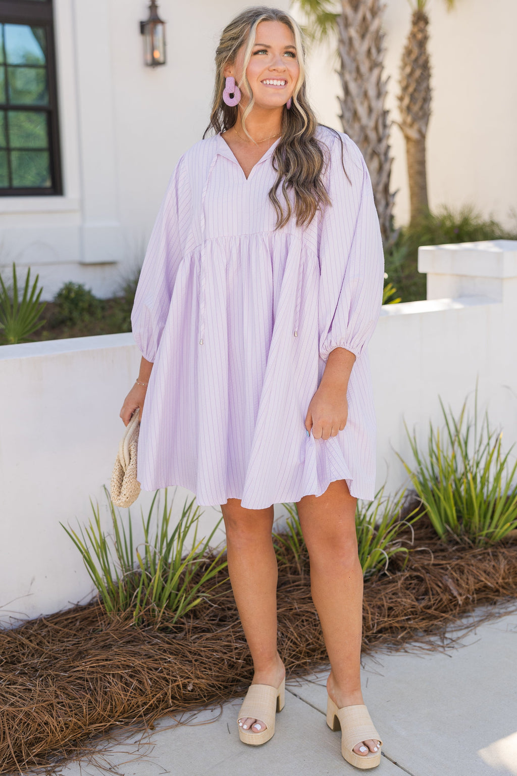 Walking On Air Dress, Purple Stripe