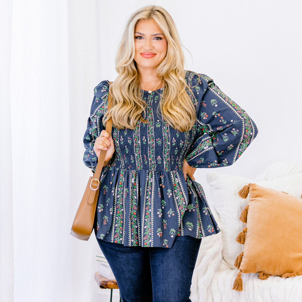 Wallflower Kisses Top, Navy Floral