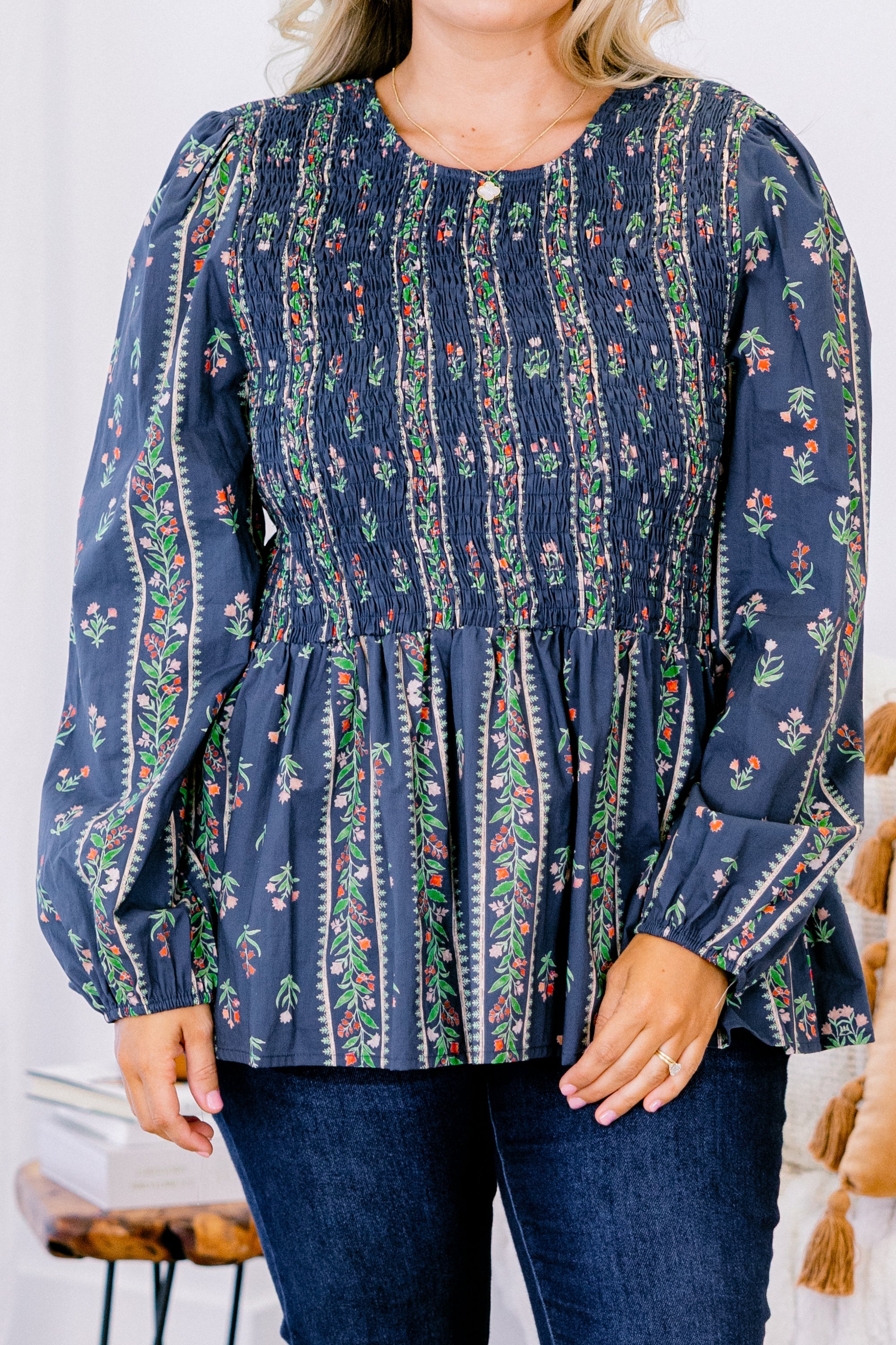 Wallflower Kisses Top, Navy Floral