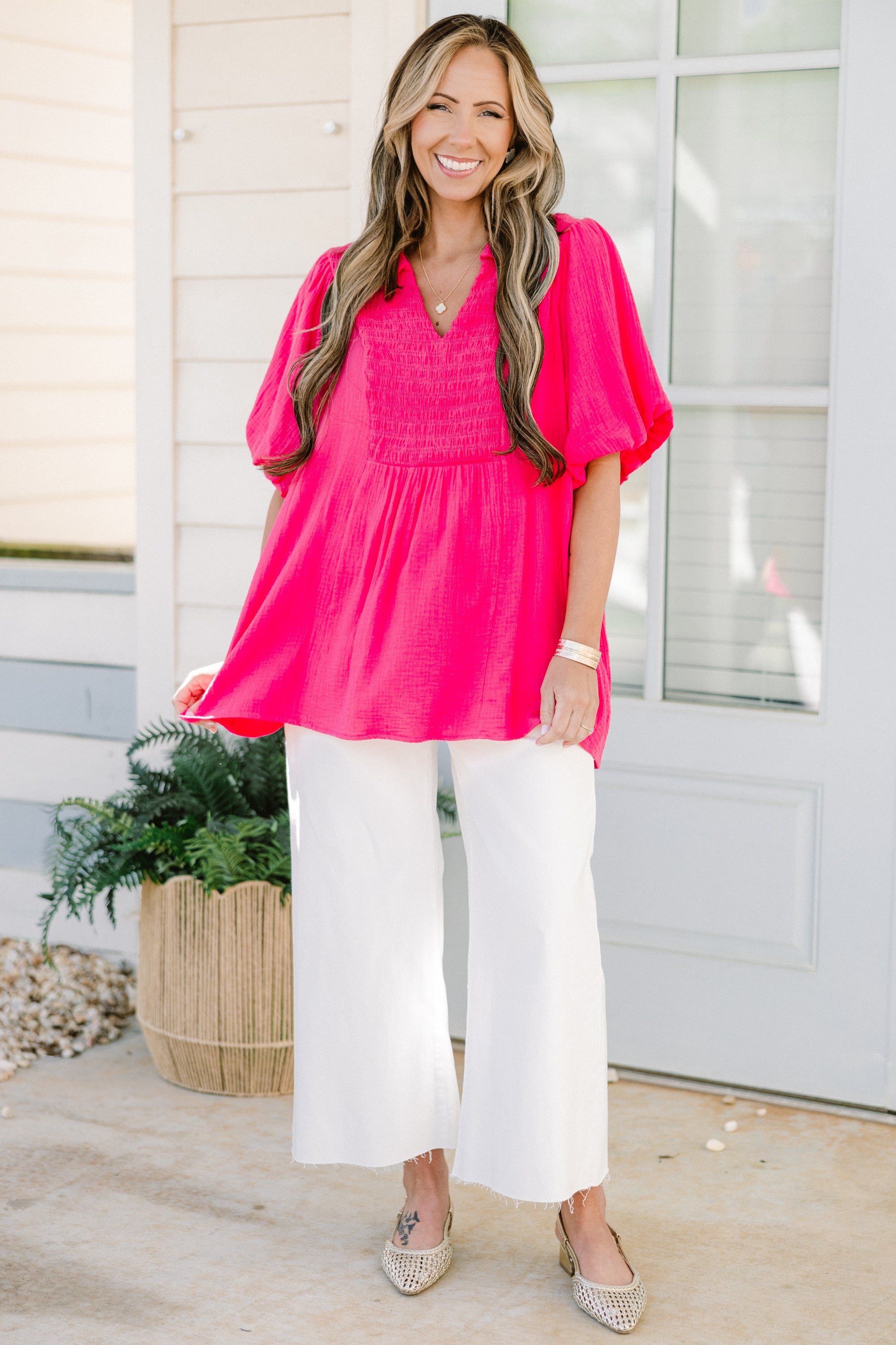 Wander Outside Top, Pink