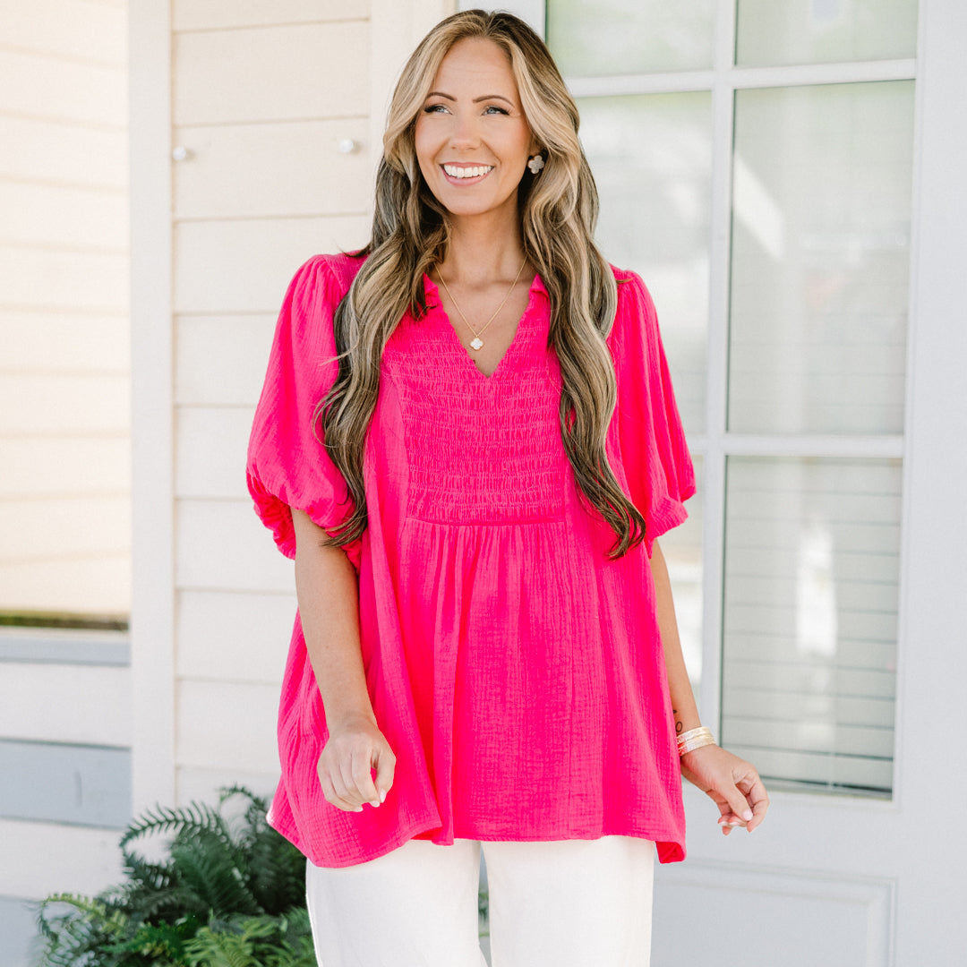 Wander Outside Top, Pink