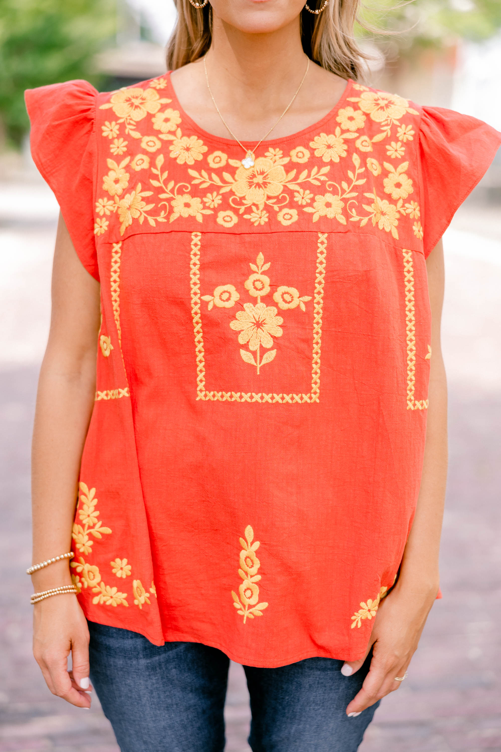 Warmer Breeze Top, Rust Marigold