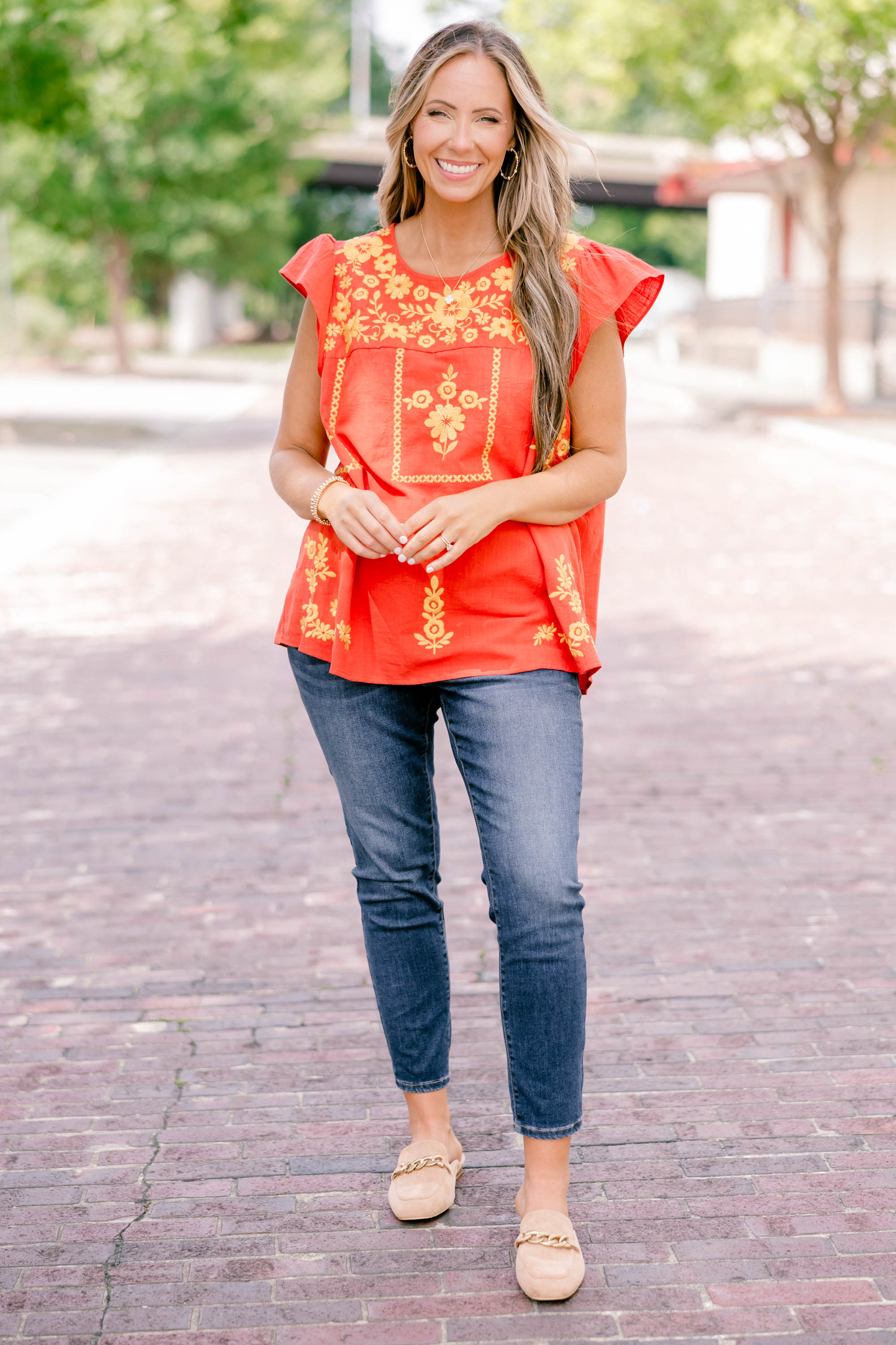 Warmer Breeze Top, Rust Marigold