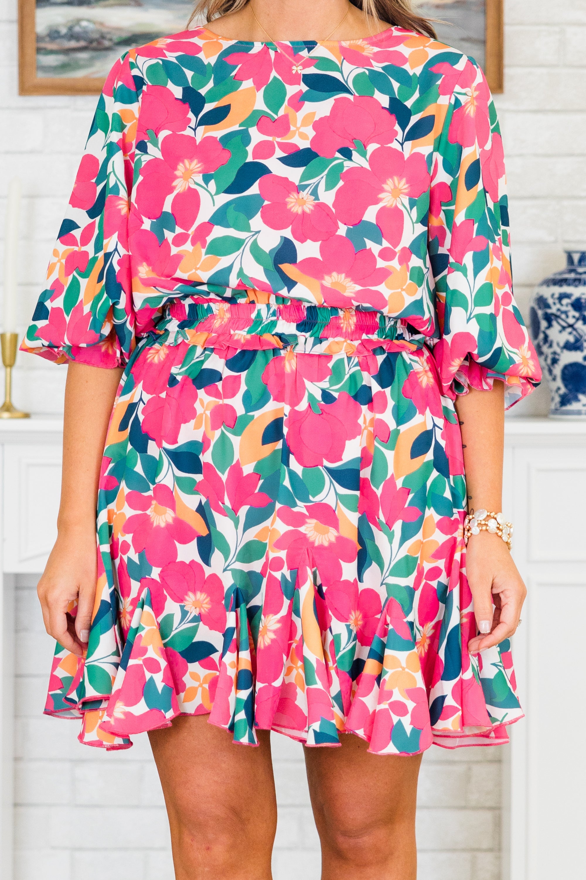 Warming Up To You Romper, Fuchsia Multi
