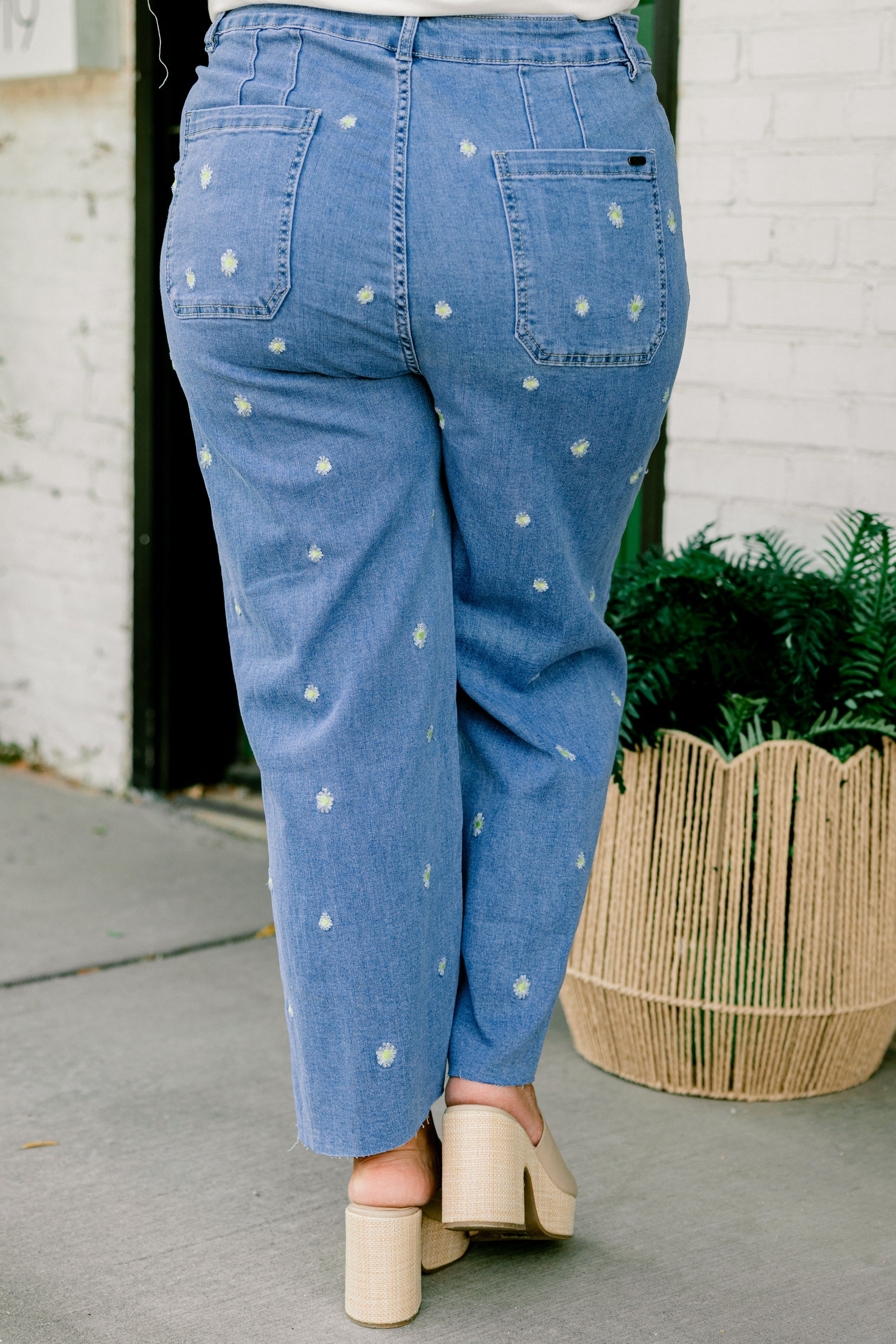 Wash Me Away Jeans, Floral Embroidery