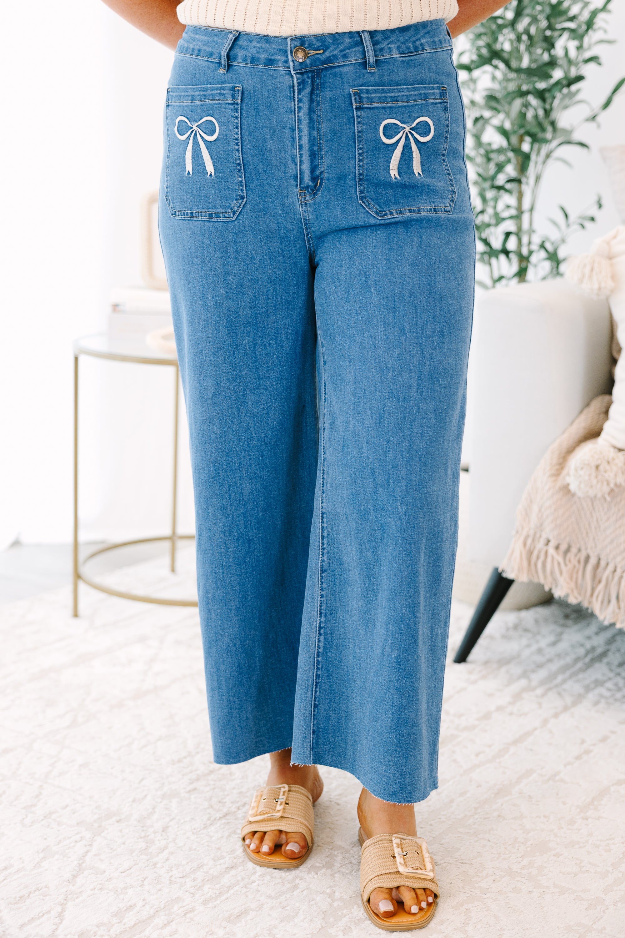 Wash Me Away Jeans, Bow Embroidery