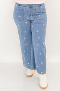 Wash Me Away Jeans, Heart Embroidery