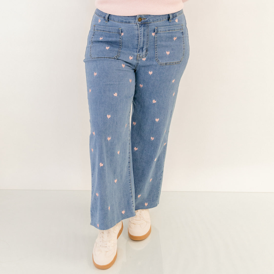 Wash Me Away Jeans, Heart Embroidery