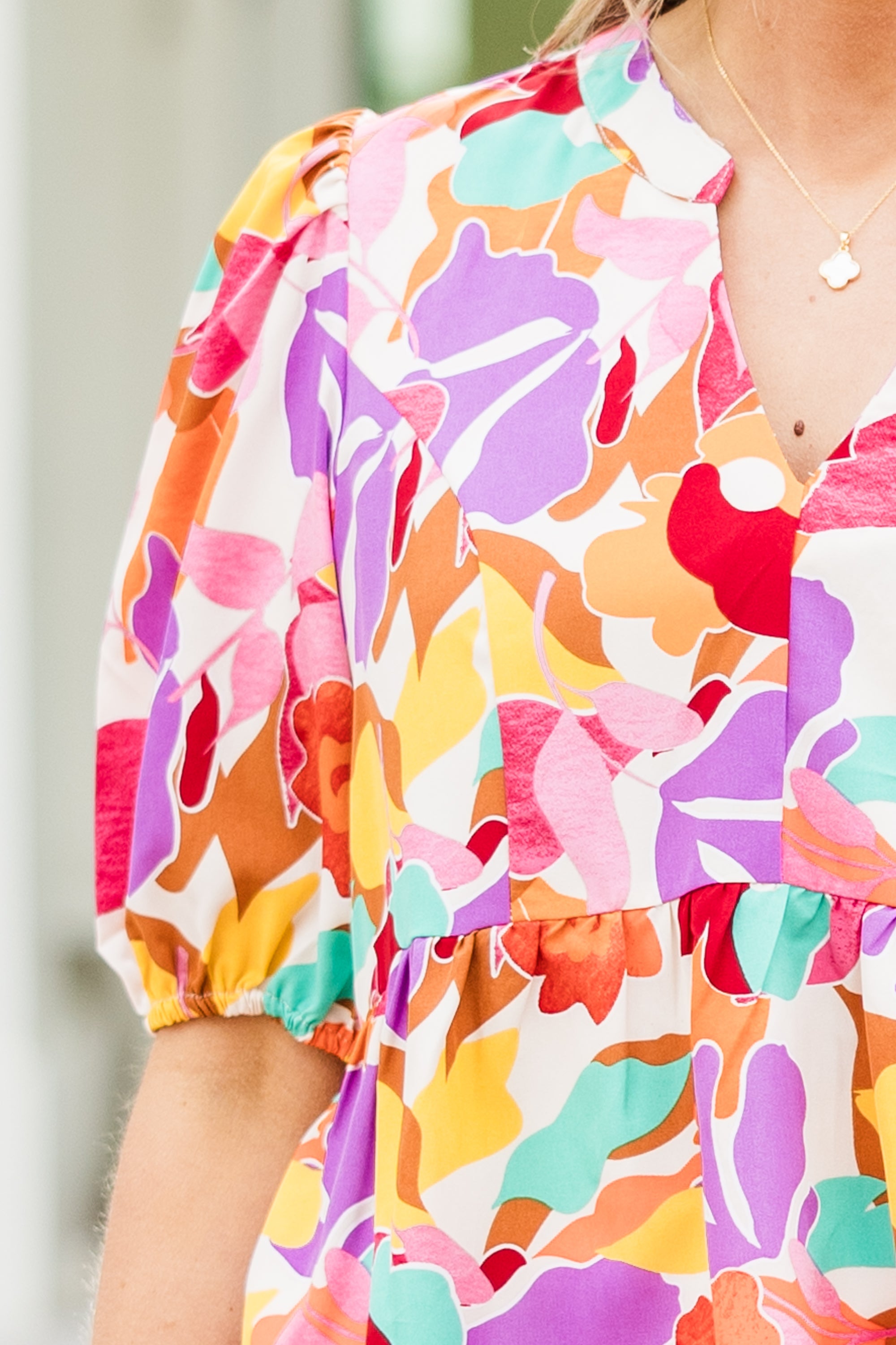 Watercolor Swirls Blouse, Cream