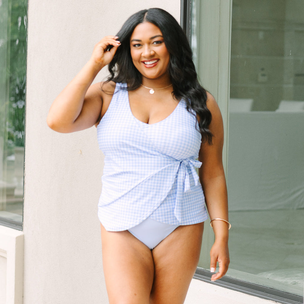 Wave Watching Tankini, Blue Gingham