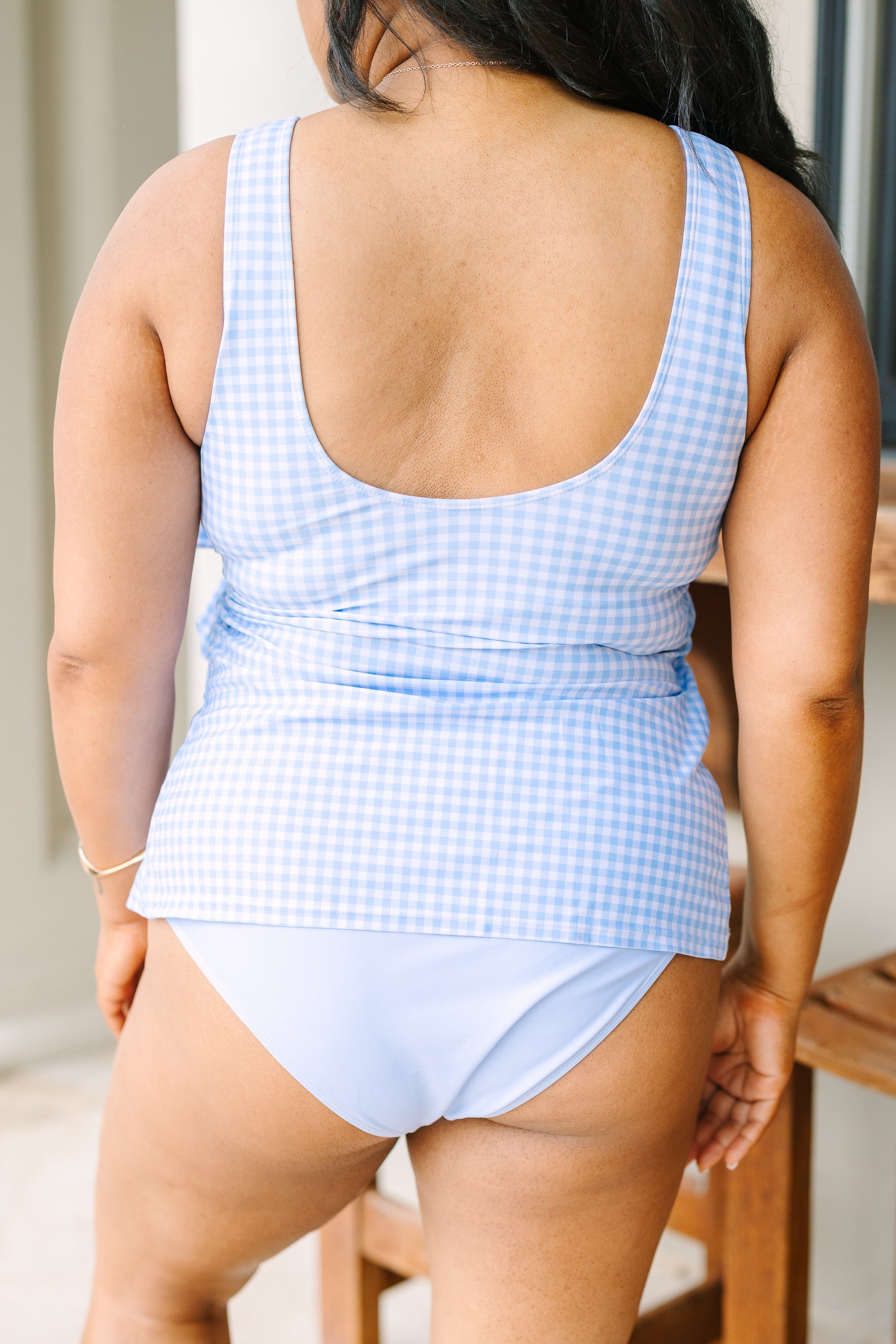 Wave Watching Tankini, Blue Gingham