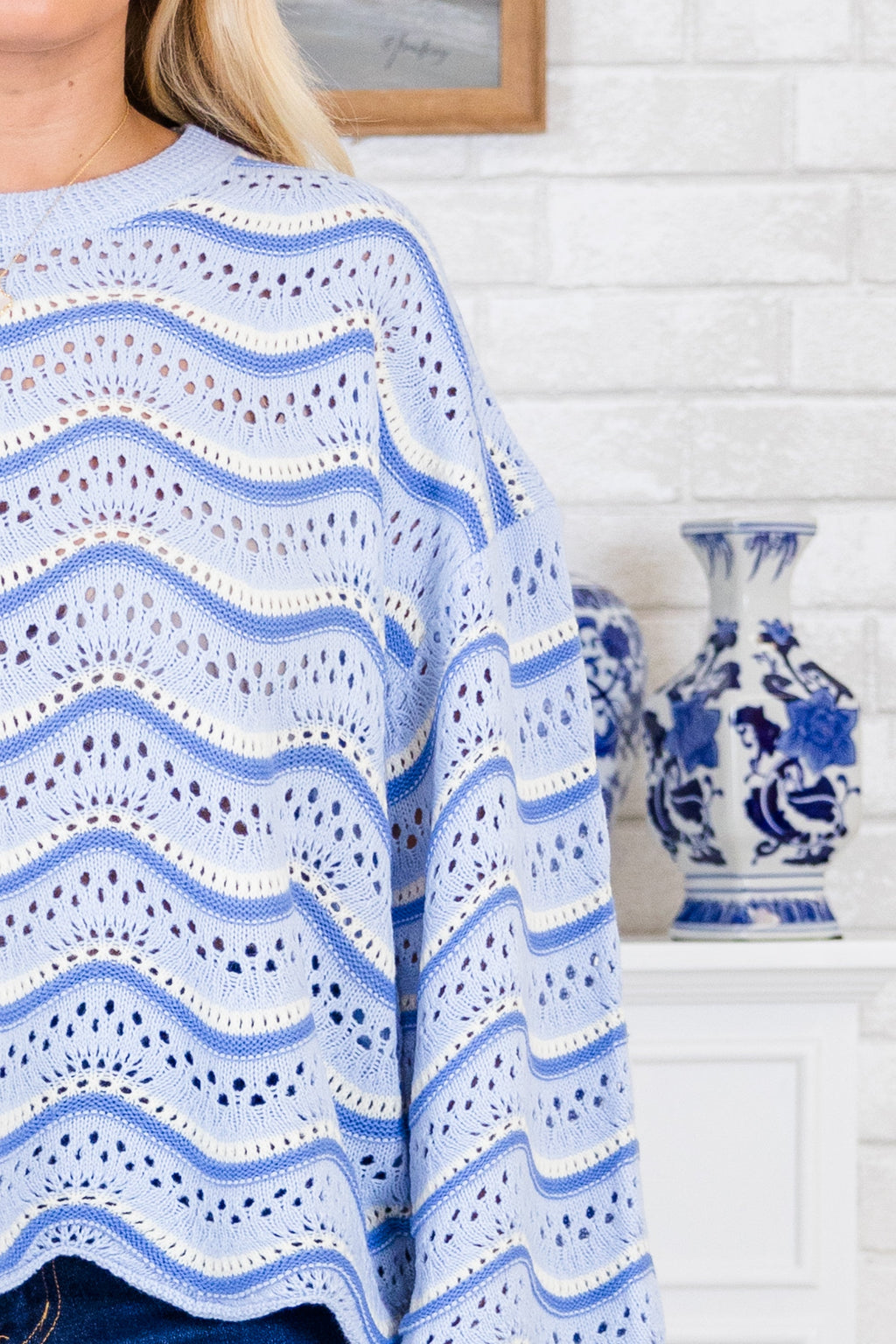 Wavy Comfort Sweater, Blue