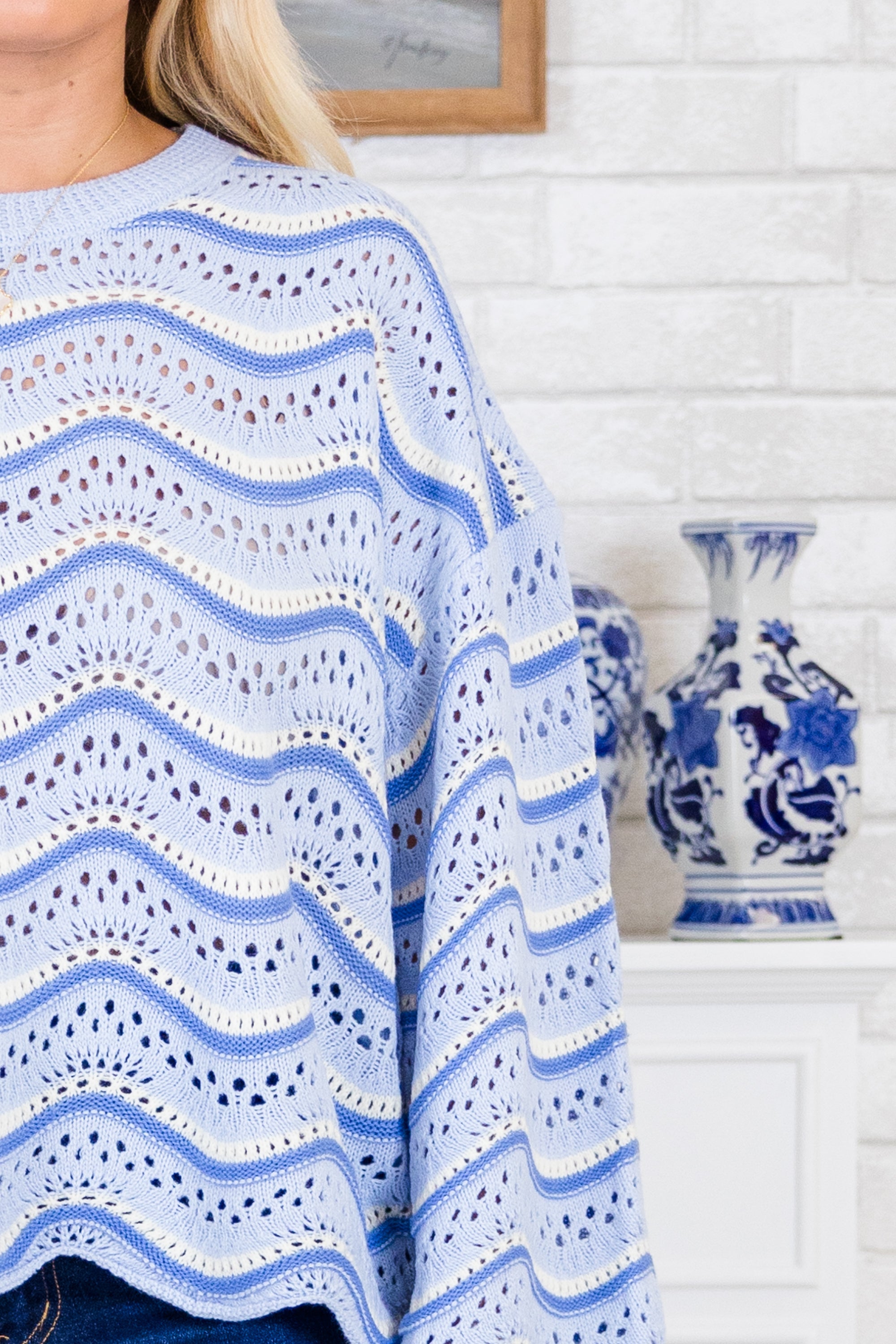 Wavy Comfort Sweater, Blue