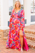 Way Too Complicated Maxi Dress, Fuchsia Multi