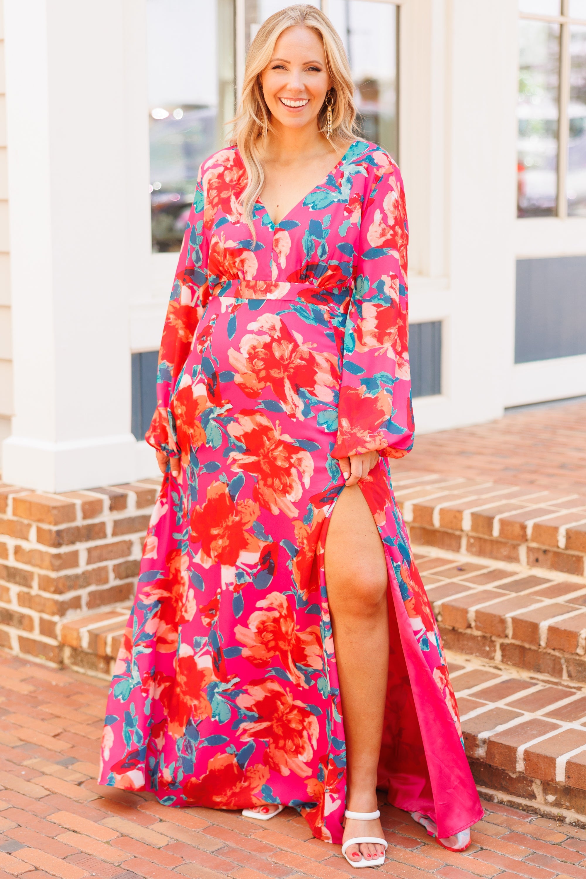 Way Too Complicated Maxi Dress, Fuchsia Multi