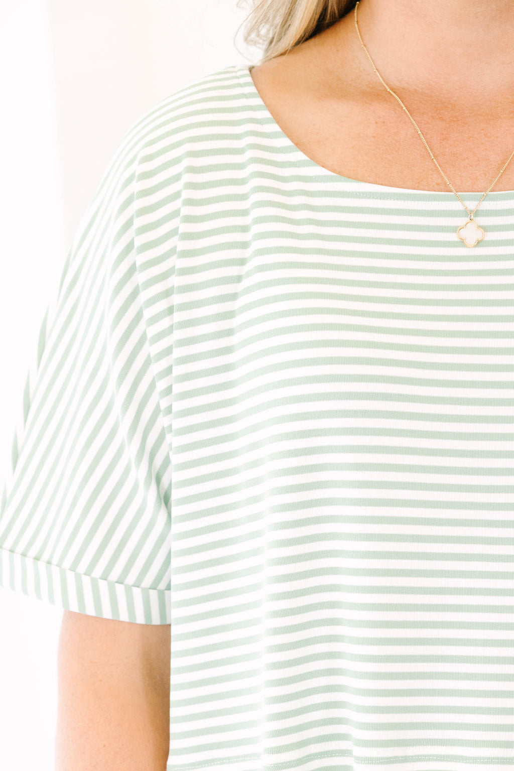 Wear And Tear Top, Sage-Ivory