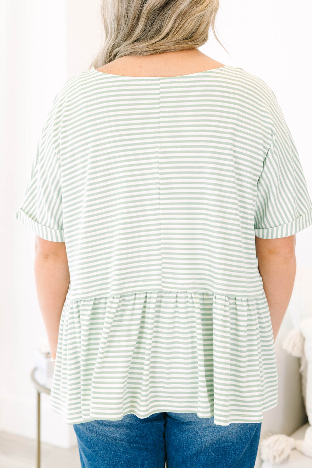 Wear And Tear Top, Sage-Ivory
