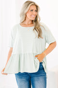 Wear And Tear Top, Sage-Ivory