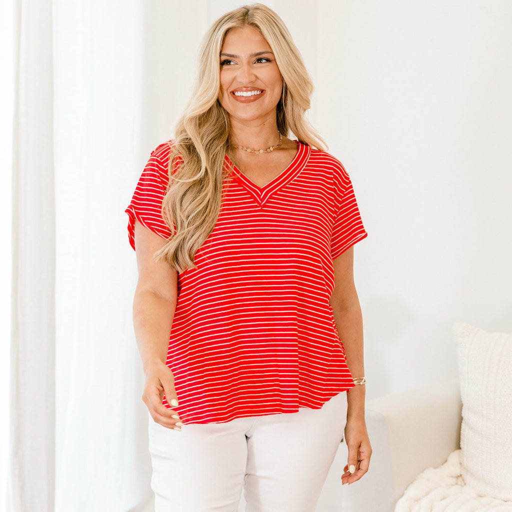 Weekend Surprise Top, Tomato Red