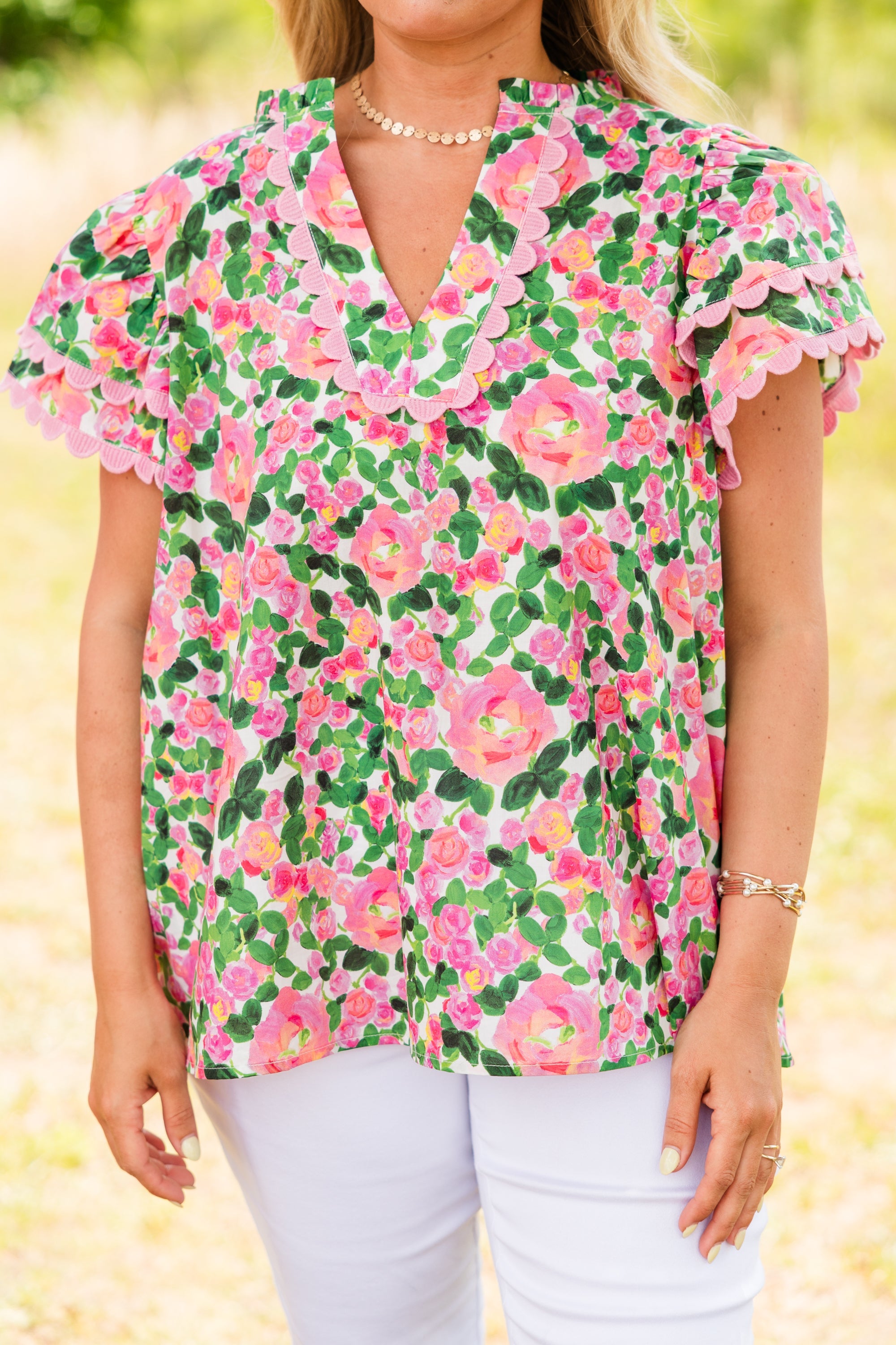 What Do I Mean Top, Pink-Green