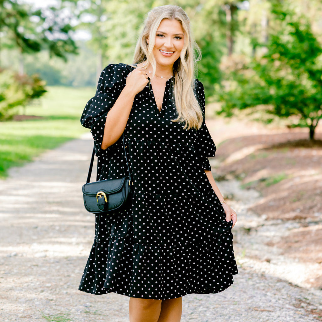 What You Know Dress, Black Polka Dot
