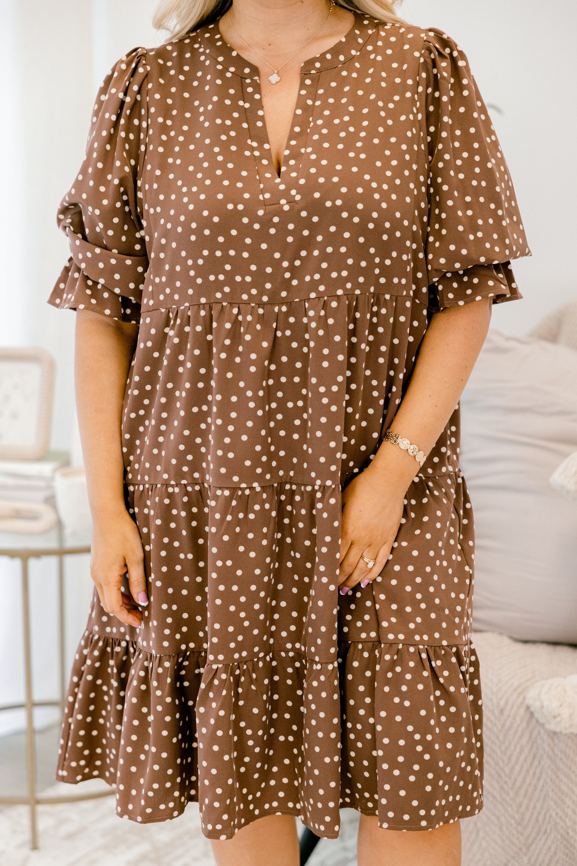 What You Know Dress, Brown Polka Dot