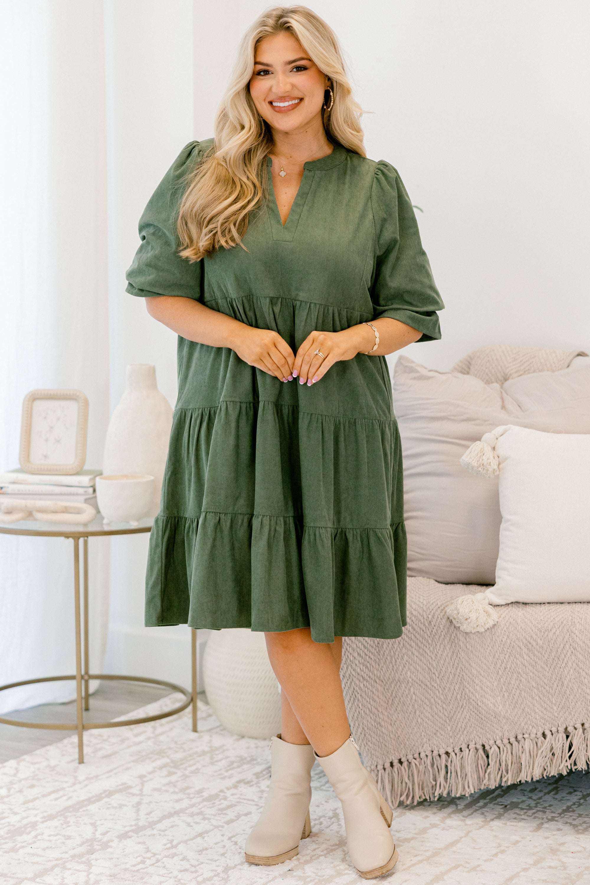What You Know Dress, OIive Green
