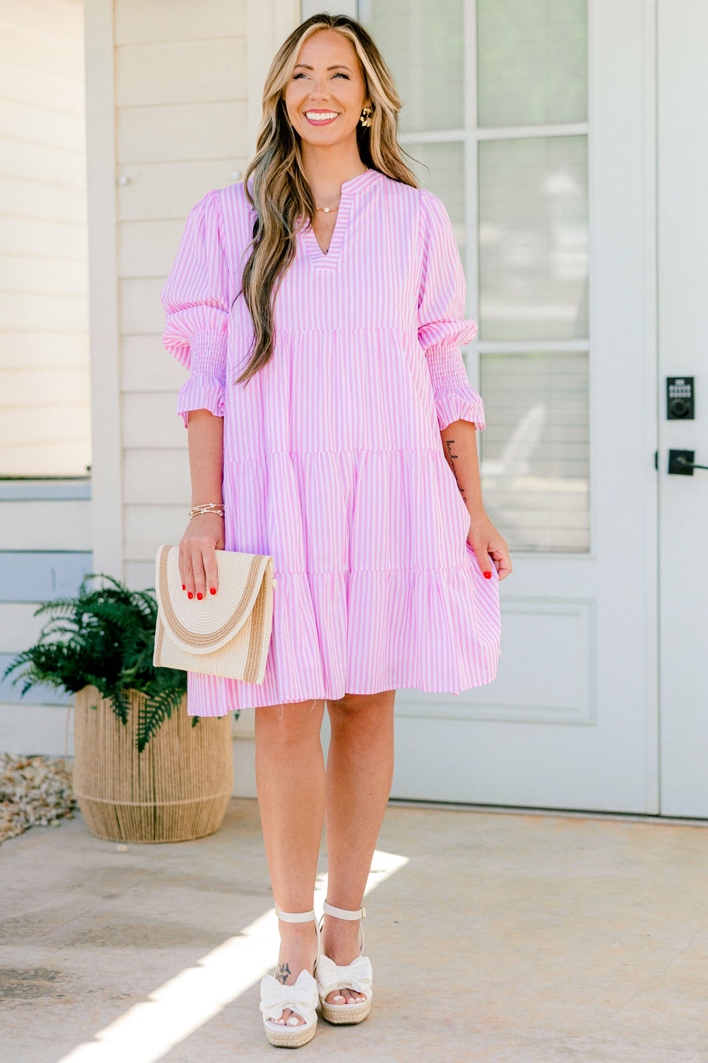 What You Know Dress, Pink Stripe