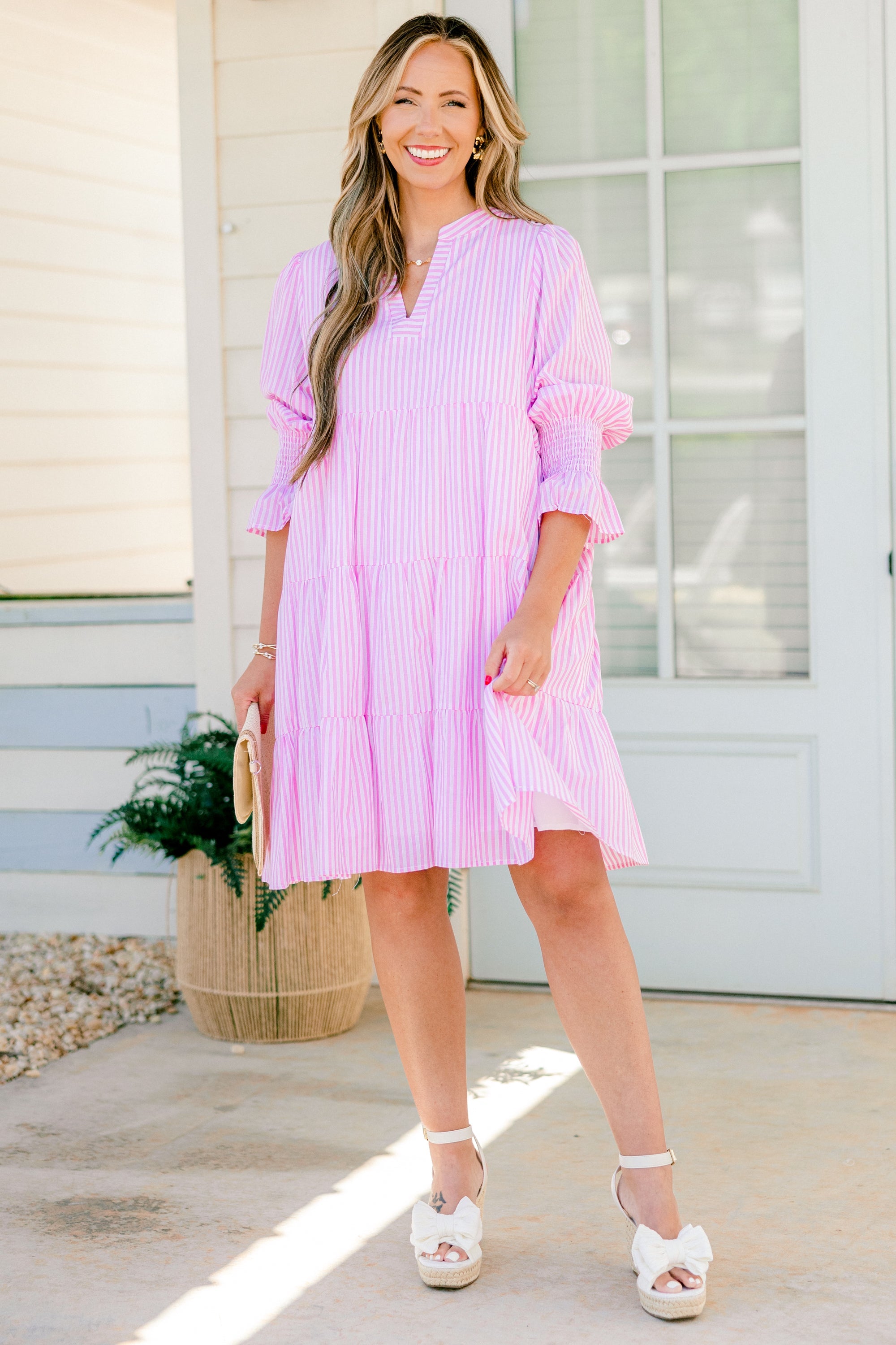 What You Know Dress, Pink Stripe