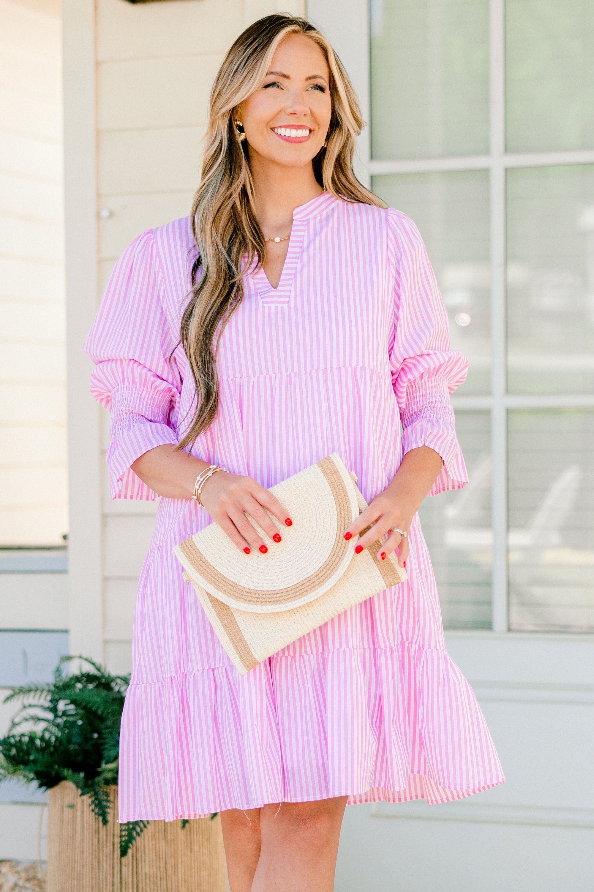 What You Know Dress, Pink Stripe
