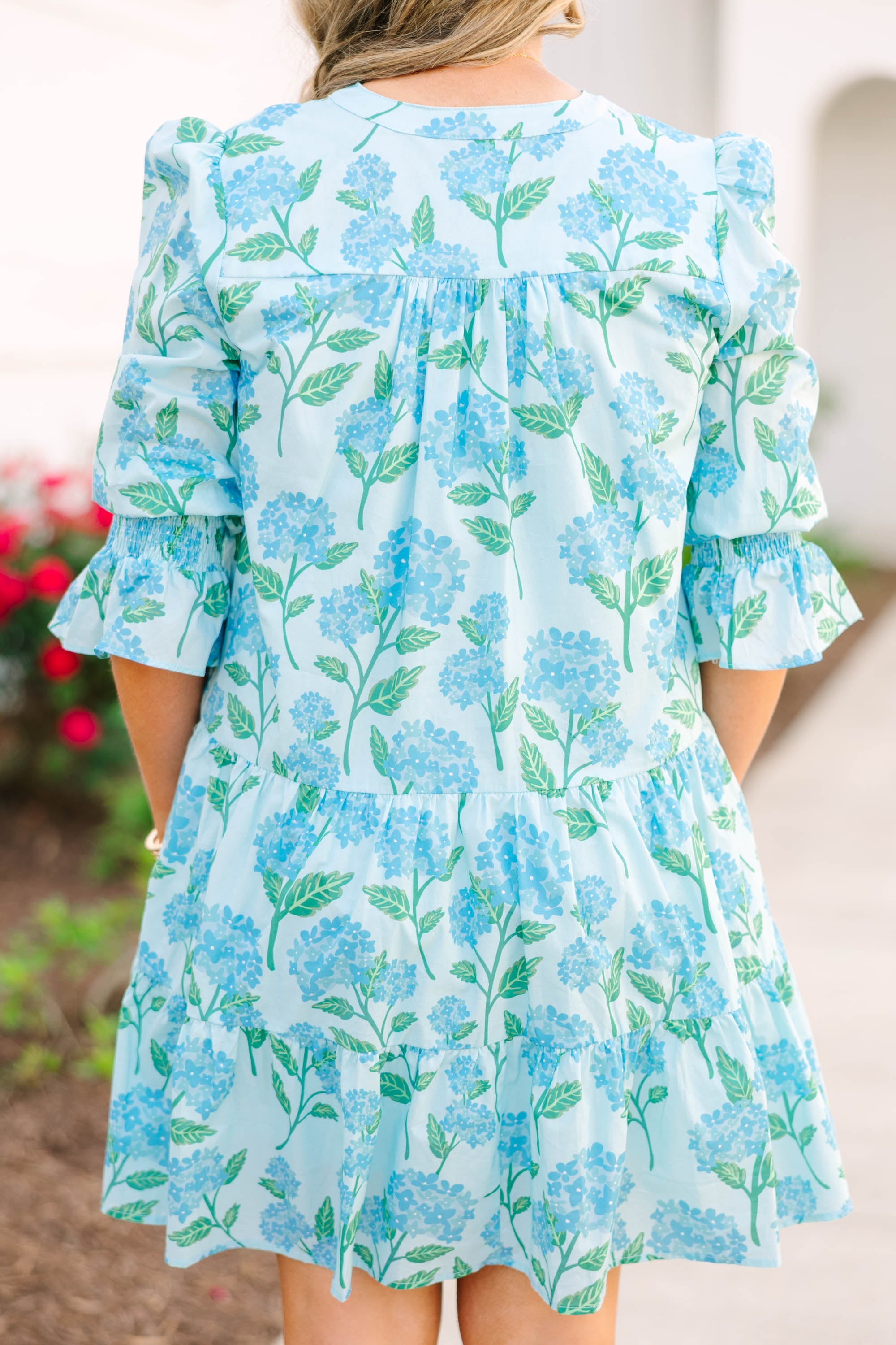 What You Know Dress, Blue Hydrangea