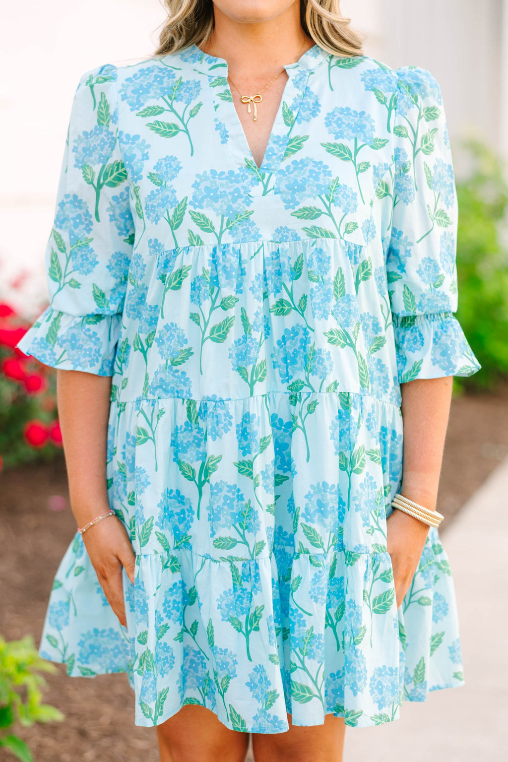 What You Know Dress, Blue Hydrangea