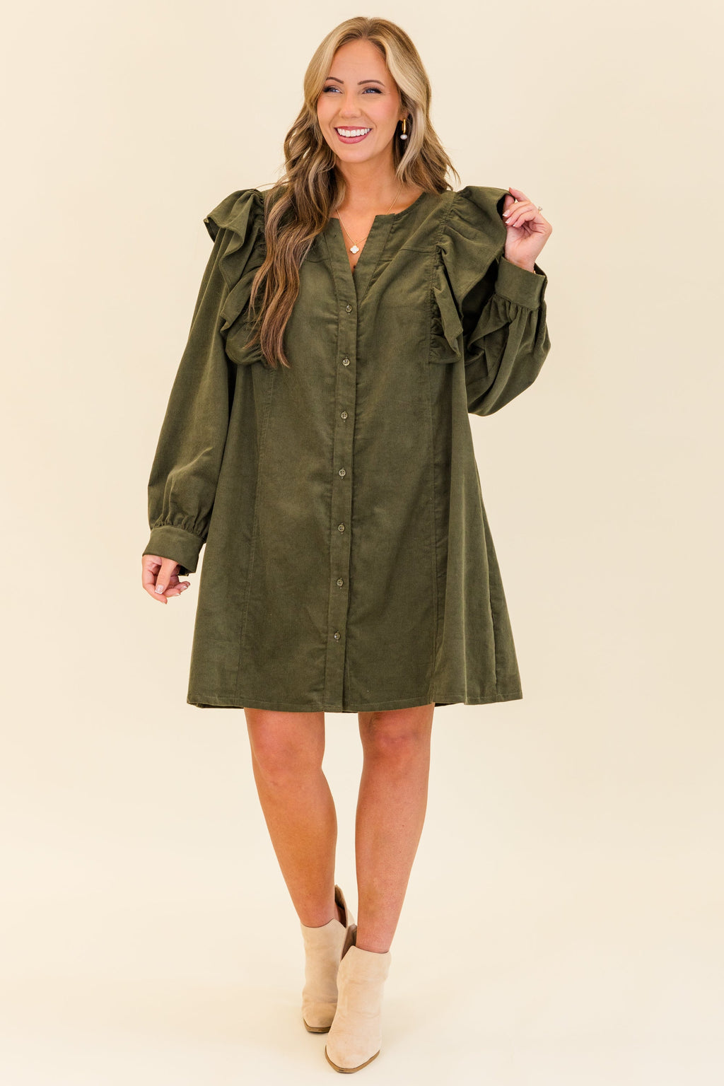 When The Night is Here Dress, Olive