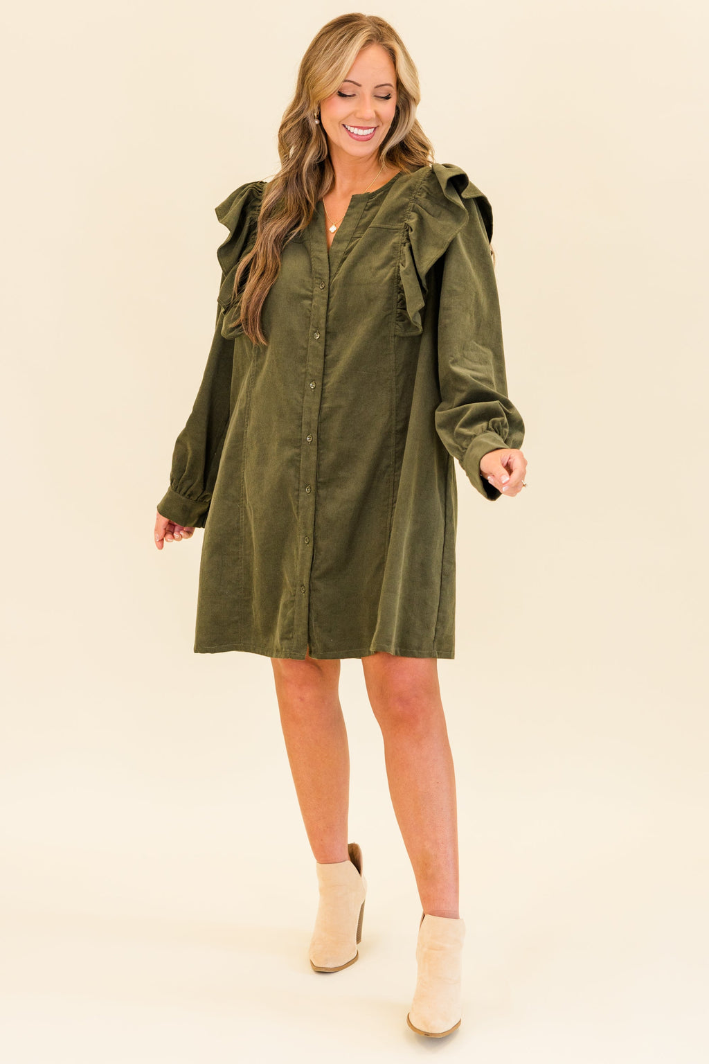 When The Night is Here Dress, Olive
