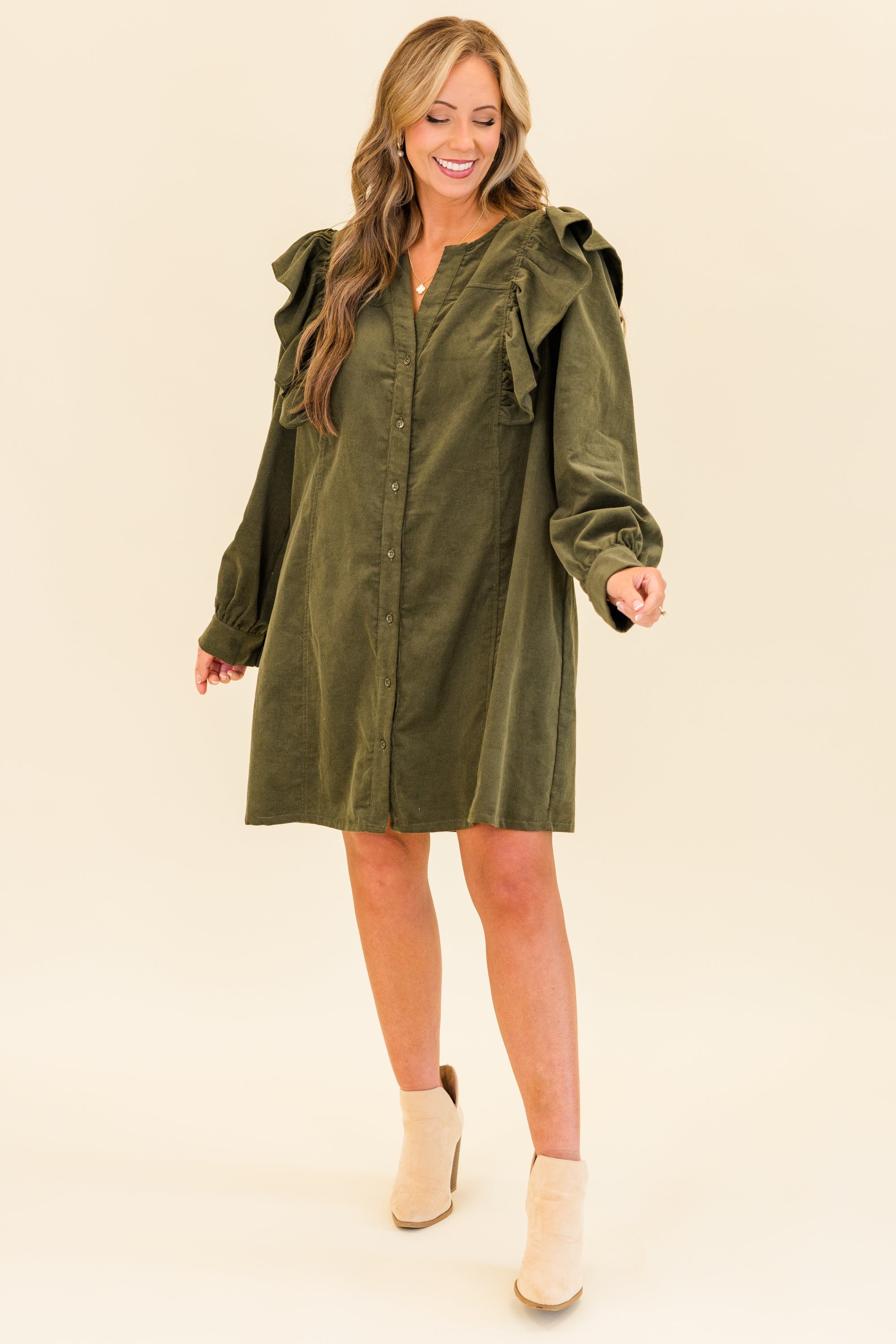 When The Night is Here Dress, Olive