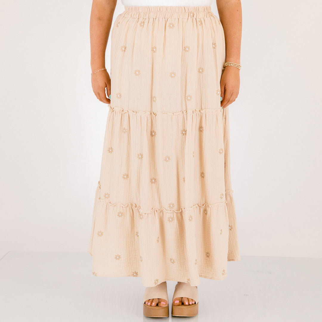 Whimsical Woman Maxi Skirt, Ivory