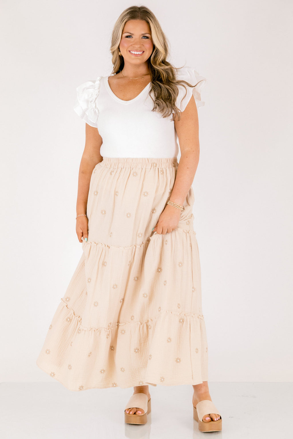 Whimsical Woman Maxi Skirt, Ivory