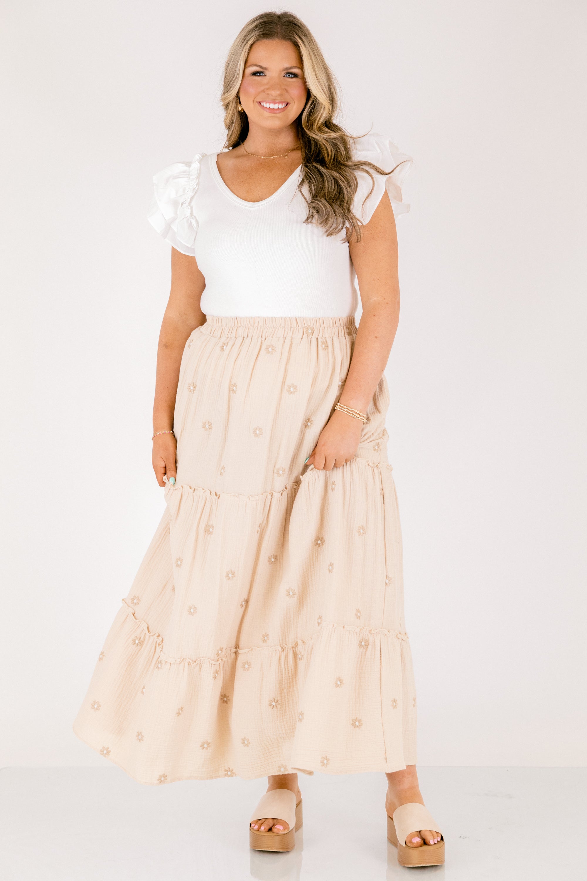 Whimsical Woman Maxi Skirt, Ivory
