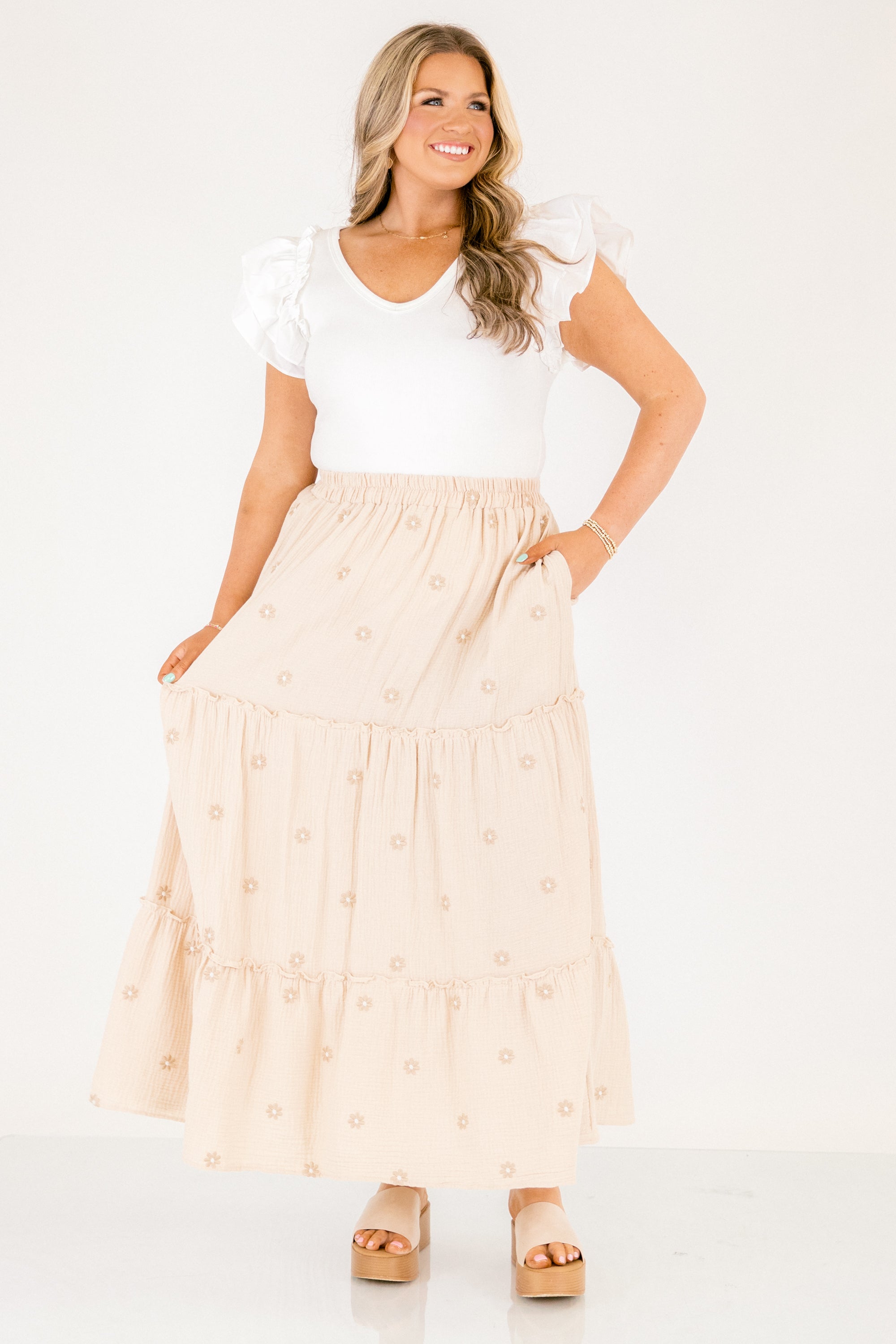 Whimsical Woman Maxi Skirt, Ivory
