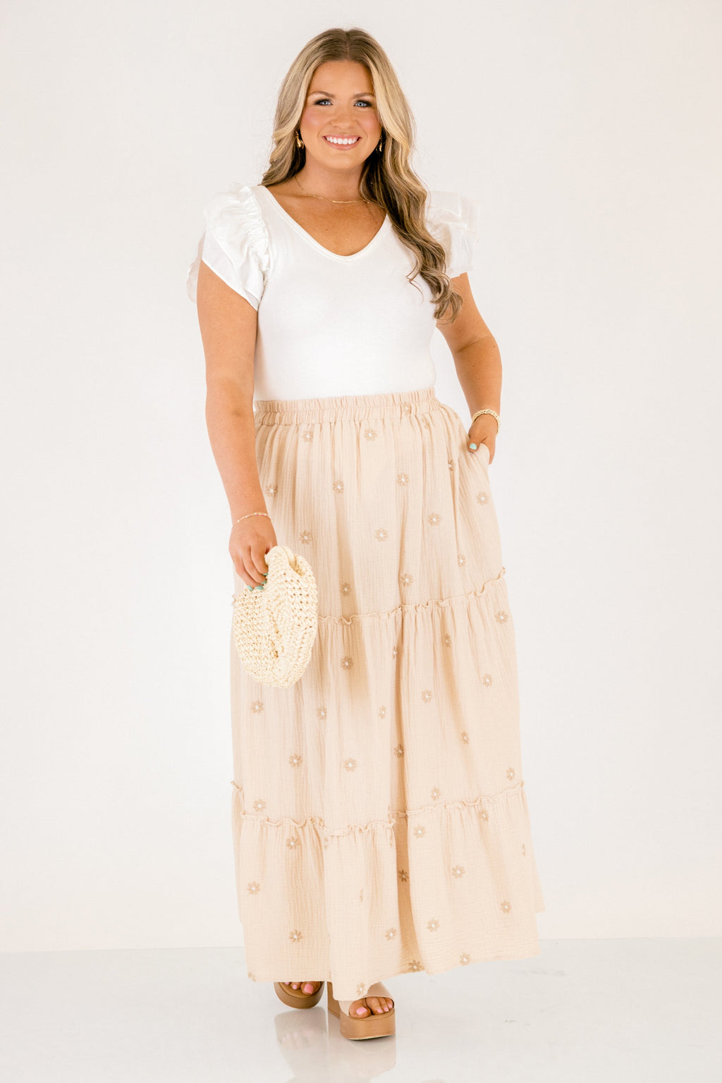 Whimsical Woman Maxi Skirt, Ivory