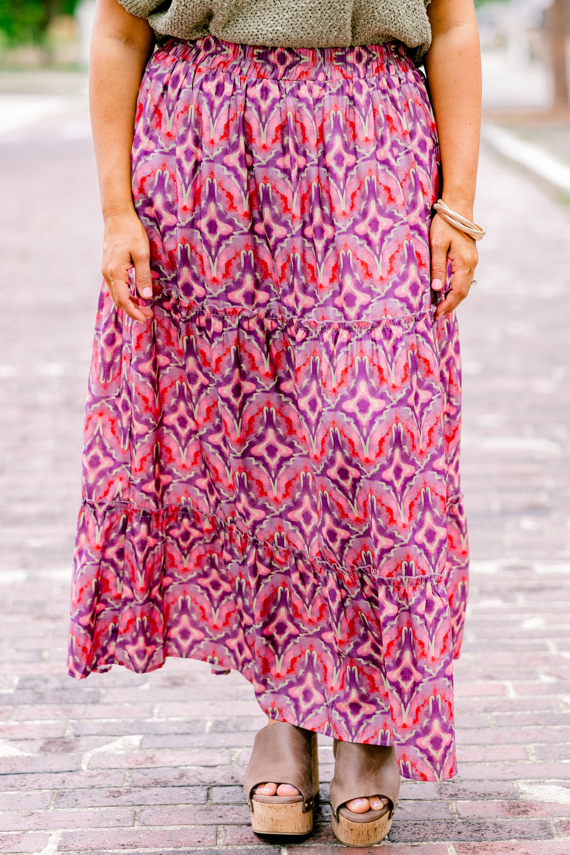 Whimsical Woman Maxi Skirt, Magenta