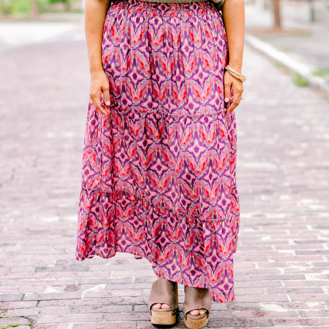 Whimsical Woman Maxi Skirt, Magenta