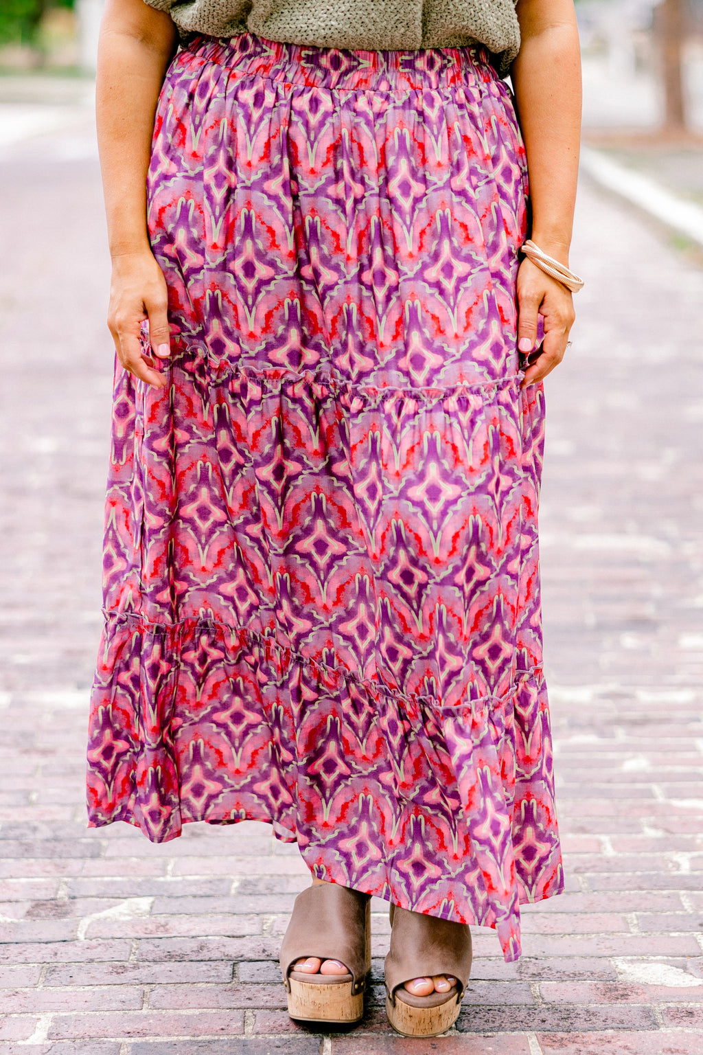 Whimsical Woman Maxi Skirt, Magenta