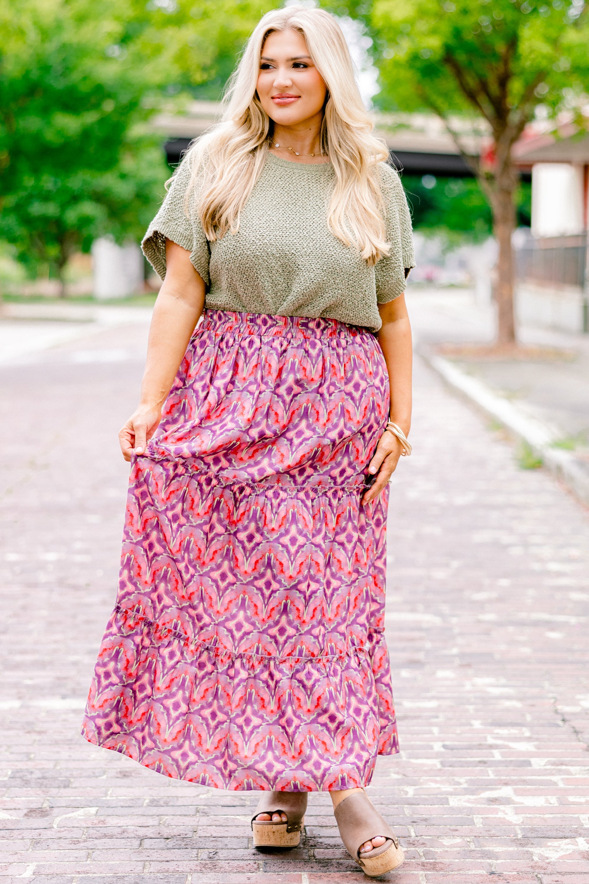 Whimsical Woman Maxi Skirt, Magenta