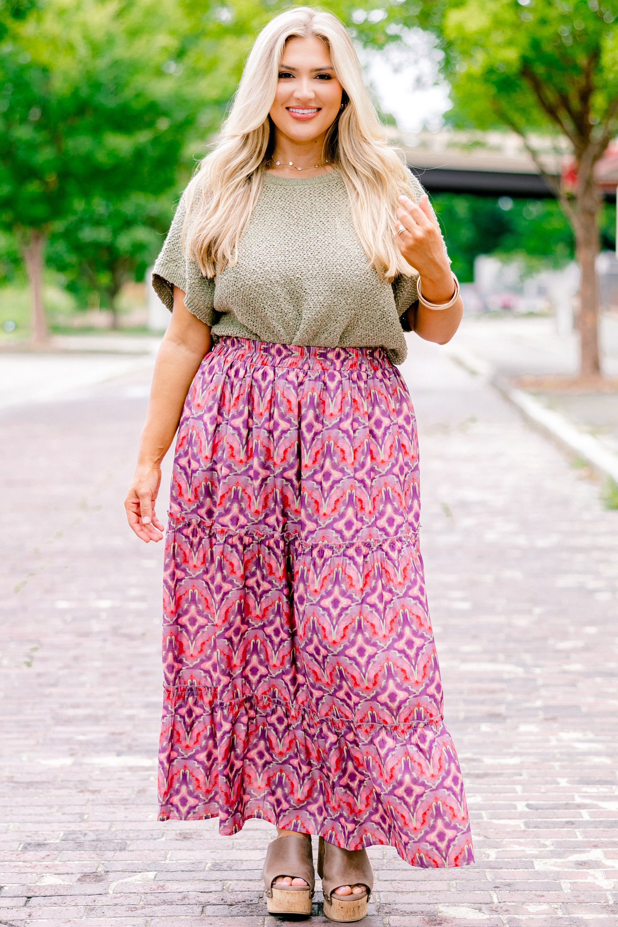 Whimsical Woman Maxi Skirt, Magenta