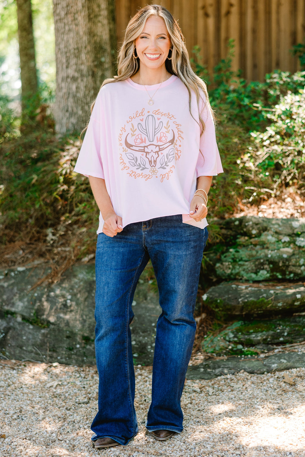 Wild Desert Child Vintage Wash Tee, Pink