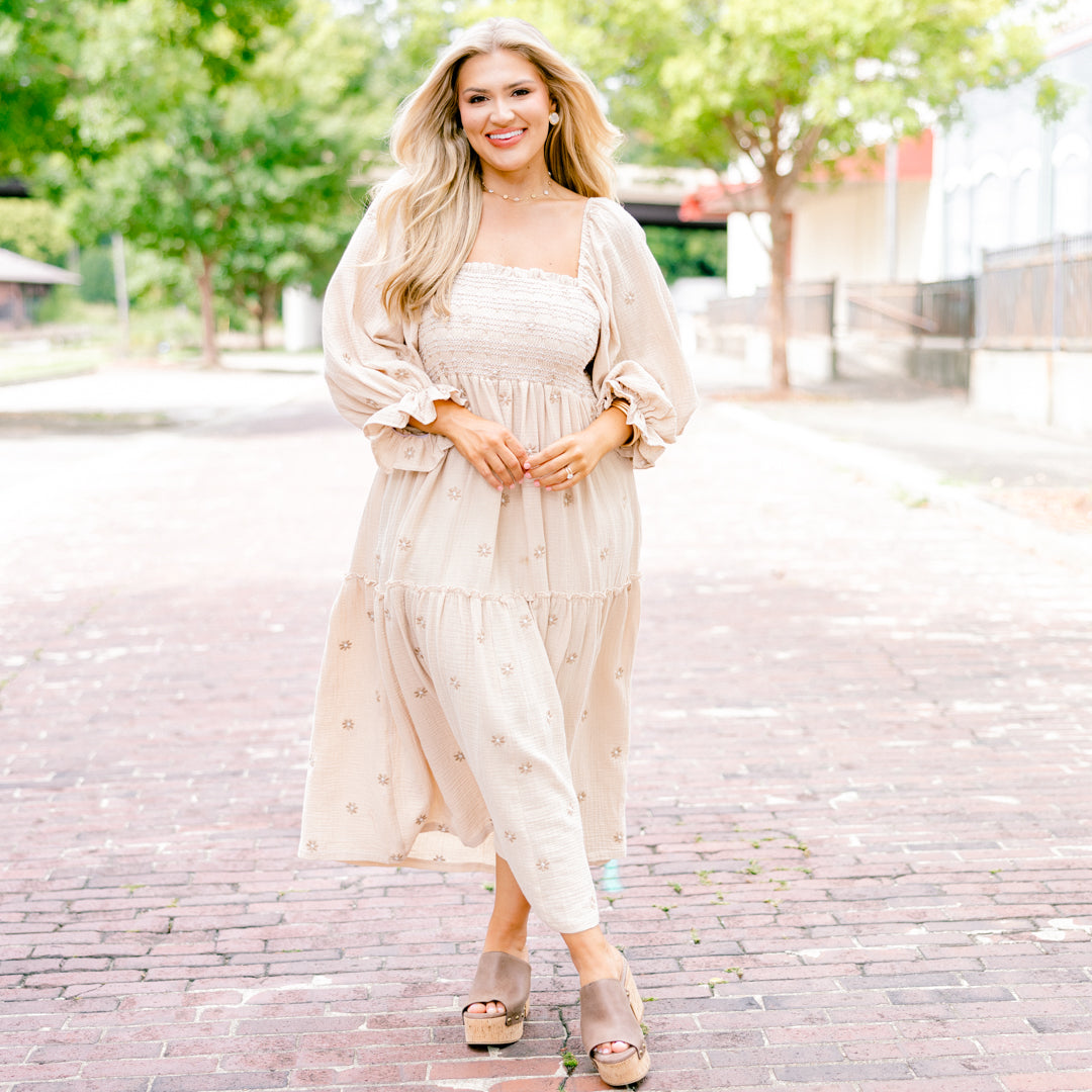Wildflower Wonder Dress, Tan