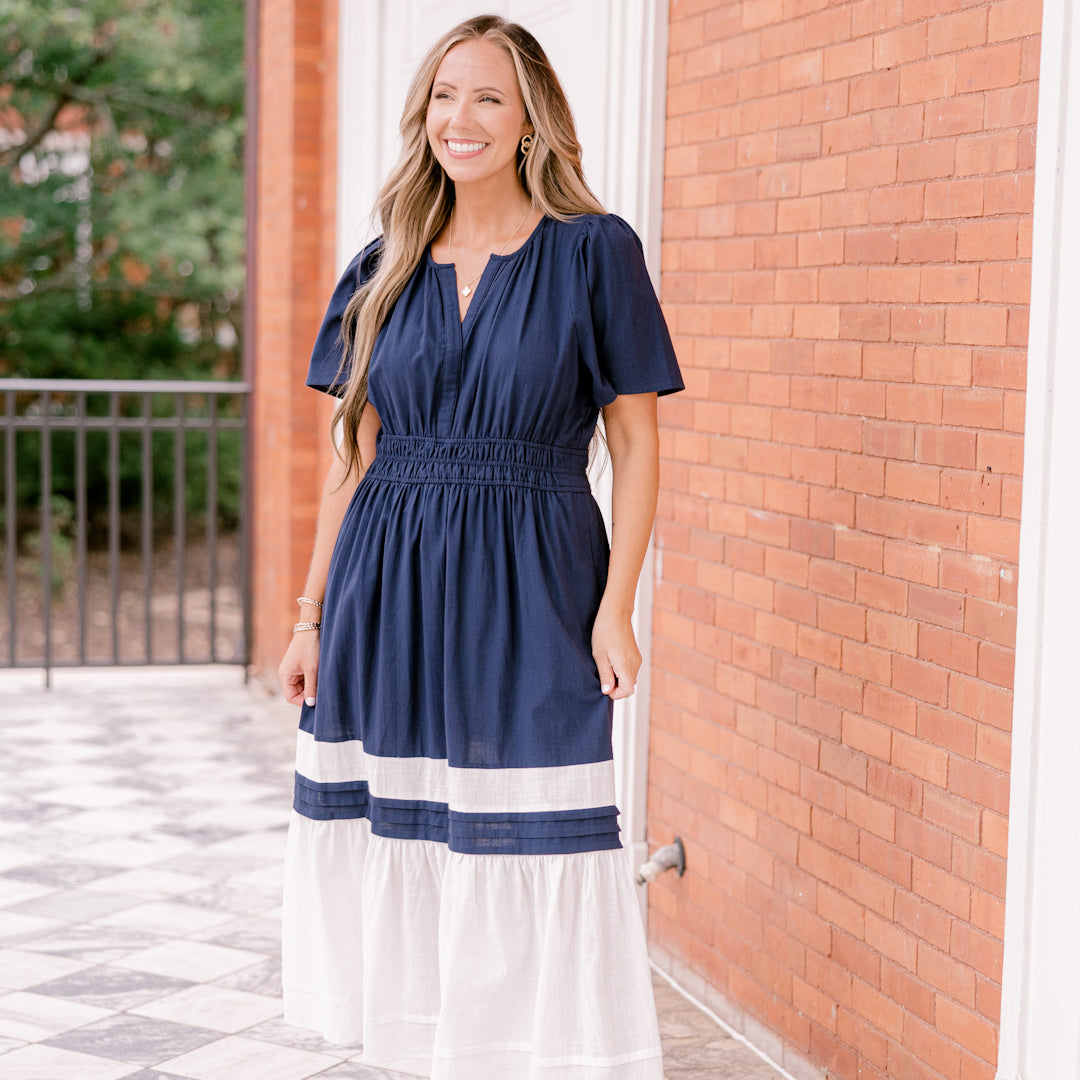 Wish Me Joy Dress, Navy