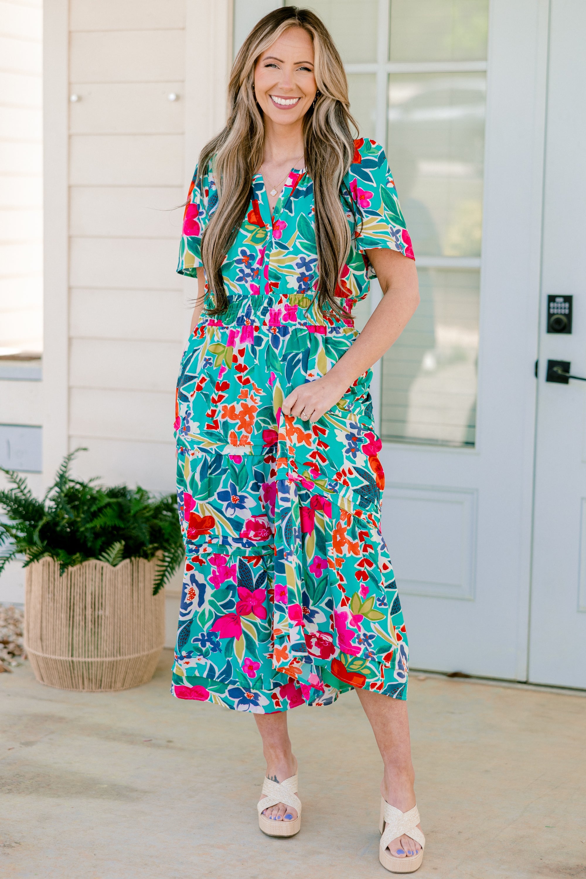 Wish Me Joy Dress, Teal